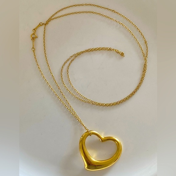 Tiffany 18k Gold Elsa Peretti XL Open Heart Necklace - Picture 2 of 12